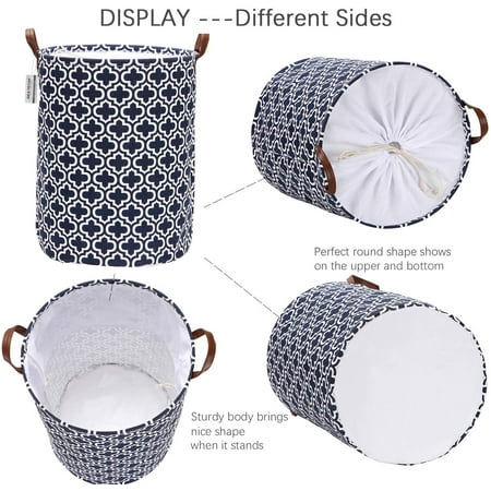 Sea Team Laundry Hamper Canvas Fabric Laundry Basket Collapsible Storage Bin with PU Leather Handles and Drawstring Closure 19.7/Large, Quatrefoil/Mint Sea Team Laundry Hamper Canvas Fabric Laundry Basket Collapsible Storage Bin with PU Leather Handles and Drawstring Closure 19.7/Large, Quatrefoil/Mint